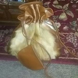 Halston fur purse
